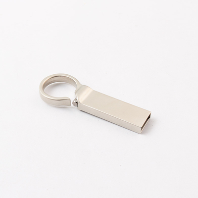 Custom Logo Silver Matt Metal USB Flash Drive 2.0 64GB 128GB 20MB/S With Keyring