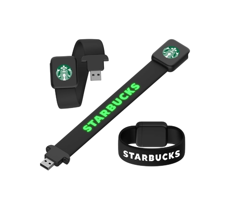 Shiny When Reading On Computer Silicone Wristband Usb With LED Light Laser Logo