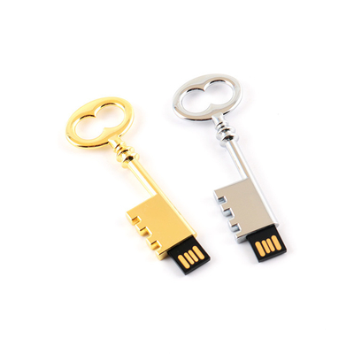 128GB Metal Key Flash Drive Conform US Standard Silver And Gold Shiny Retro USB