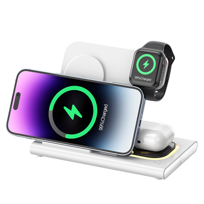 Fast Foldable 3 In 1 Wireless Charger 15W For Phone Watch Earphone