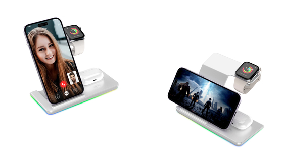 LED Light Multifunction Wireless Charger for 15W Fast Charging and Qi-enabled Devices