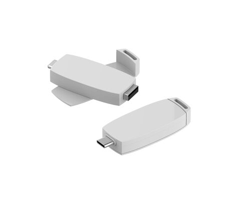 Can Rotate 360 Degrees Plastic Usb Flash Drive With Type C Ports Body Color Have White Red Black And Blue Can Do Customize Print Logo Very Fast