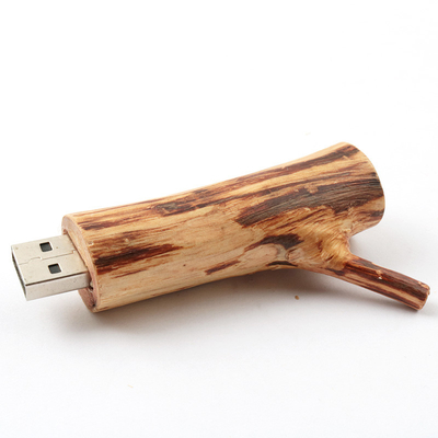 Tree Root Shapes Wooden USB Flash Drive 256GB Embossing Logo