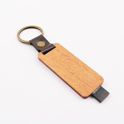 Wooden Leather Embossing Logo Gift USB Flash Drive 80MB/S European Standard