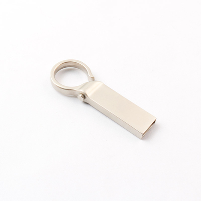 Custom Logo Silver Matt Metal USB Flash Drive 2.0 64GB 128GB 20MB/S With Keyring