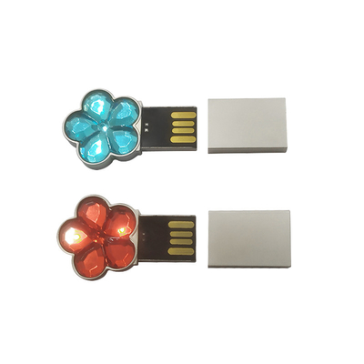 Notebook 64g 128g Metal Usb Flash Drive Flower Shaped Crystal