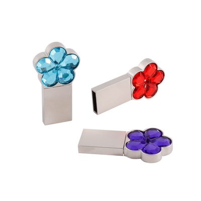 Notebook 64g 128g Metal Usb Flash Drive Flower Shaped Crystal