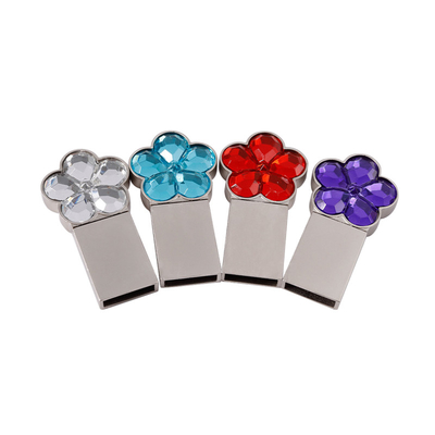 Notebook 64g 128g Metal Usb Flash Drive Flower Shaped Crystal