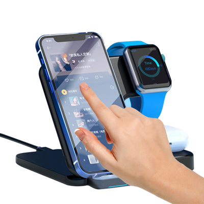 Foldable Portable 15W Samsung Fast Wireless Charger With Phone Earphone Watch