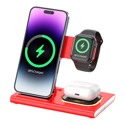 Wireless 3 In One Foldable Charger For Phone Watch Earphone Print Logo