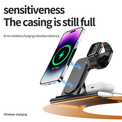 Fast Foldable 3 In 1 Wireless Charger 15W For Phone Watch Earphone