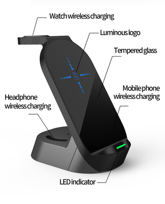 White 3 In 1 QI Wireless Charger Compatible with Compatibility Qi-enabled Devices