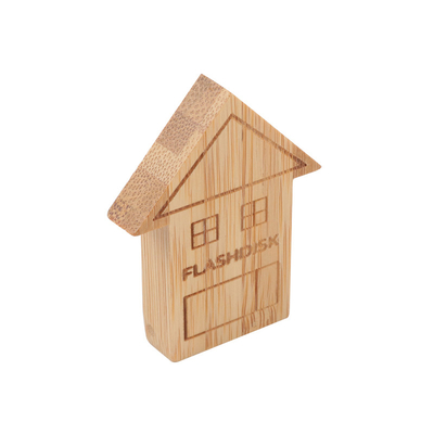 Custom Logo House shaped Wooden Usb Flash Drive with Natural Wood for Business Gifts