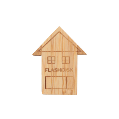 Custom Logo House shaped Wooden Usb Flash Drive with Natural Wood for Business Gifts