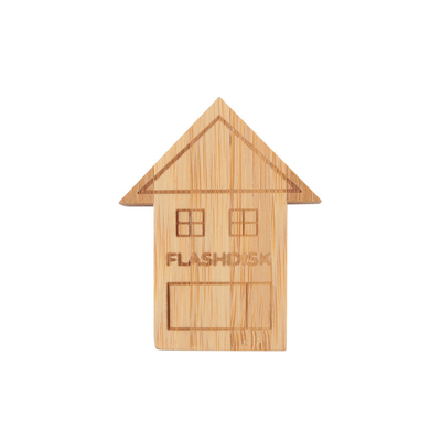 Custom Logo House shaped Wooden Usb Flash Drive with Natural Wood for Business Gifts