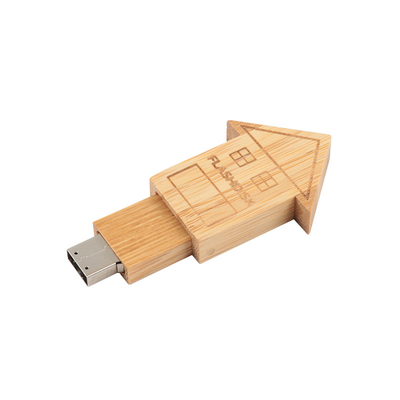 Custom Logo House shaped Wooden Usb Flash Drive with Natural Wood for Business Gifts