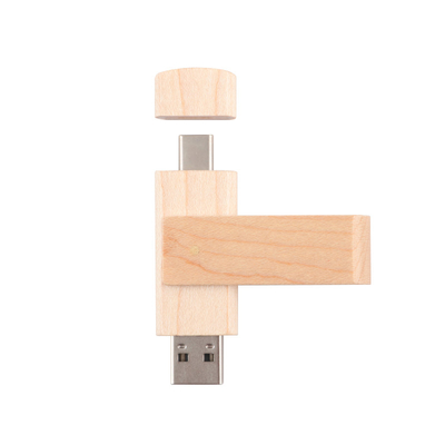 USB A and Type c Wooden USB Flash Drive with USB2.0/3.0 Interface Type for Fast Data Transfer