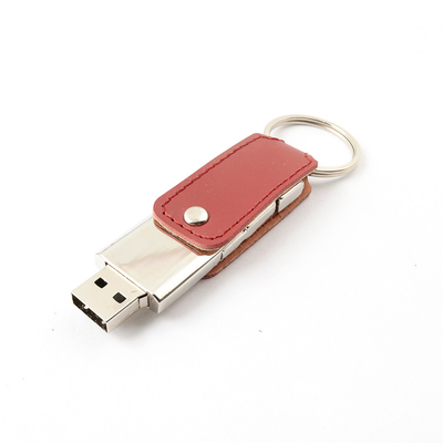 Customizable Logo Print / Embossing Leather Memory Stick With 10mb/S Writing Speed