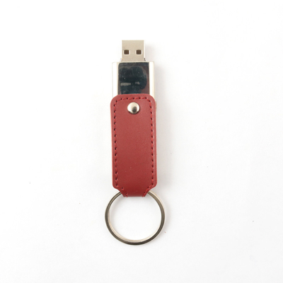 Customizable Logo Print / Embossing Leather Memory Stick With 10mb/S Writing Speed