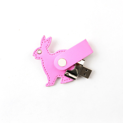 Logo Print / Embossing Leather USB Flash Drive Support Encryption / Date Uploading