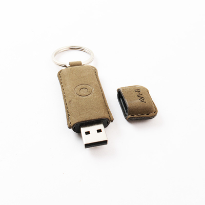 Graded A Full Memory Leather USB Flash Drive With Custom Logo Printing