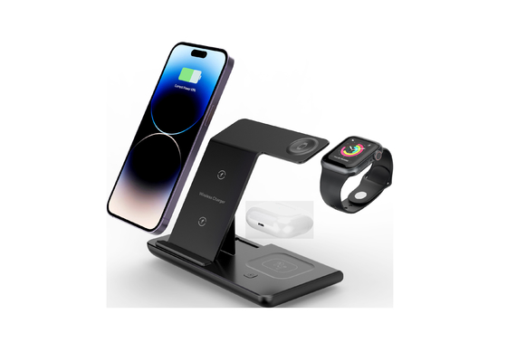 LED Light Multifunction Wireless Charger for 15W Fast Charging and Qi-enabled Devices