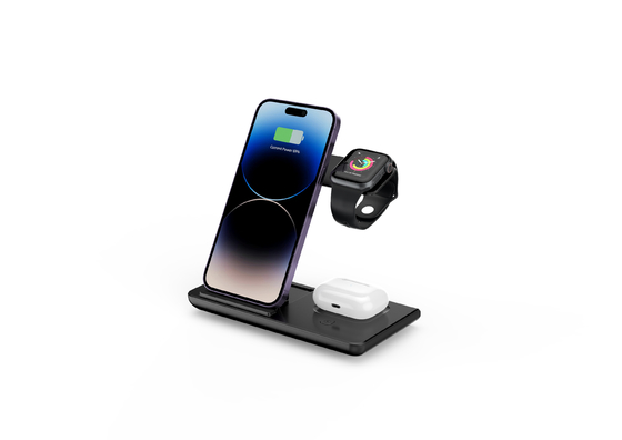 LED Light Multifunction Wireless Charger for 15W Fast Charging and Qi-enabled Devices