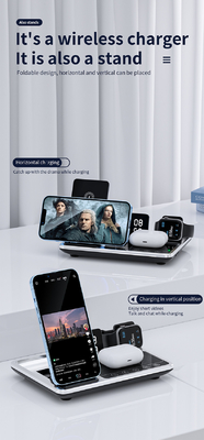 Silver/Gray ABS Glass 3 In 1 Magnetic Foldable Wireless Charger Print Logo and Fast Charger