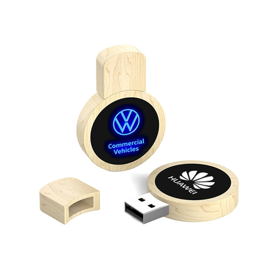 LED Engraving Logo Wooden USB Flash Drive USB2.0/3.0 Interface Type Natural Wood