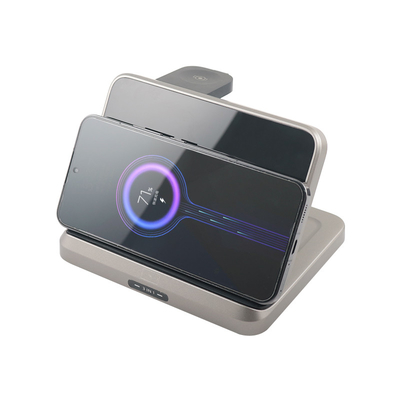 ABS PC Material Multifunction Wireless Charger with 5V/2.1A Input and Box Support