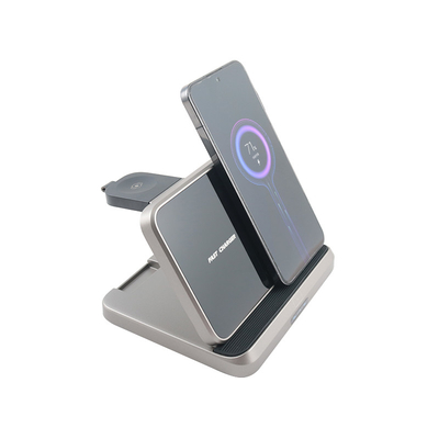 ABS PC Material Multifunction Wireless Charger with 5V/2.1A Input and Box Support