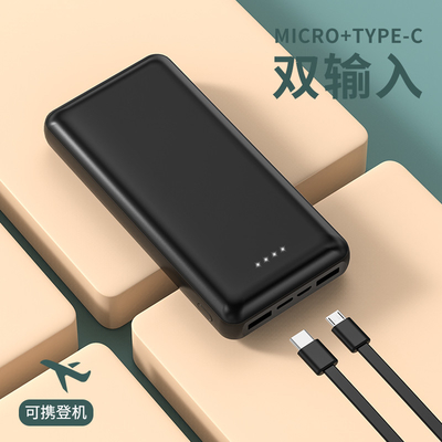 Portable Power Bank with Micro USB and Type C Input Ports for Smartphones