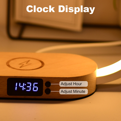 Recyclable Materials Wireless Charger Wooden Charger Fast Charger With Clock And Light