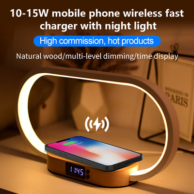 Recyclable Materials Wireless Charger Wooden Charger Fast Charger With Clock And Light