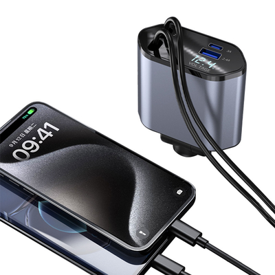 Super Fast Charging MAX 100W Type C Car Charger For 12-24v Rated Voltage Input