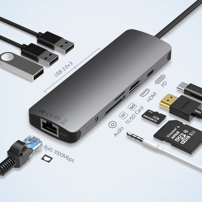 USB 3.0 Station Usb C Hub Smart Adapter  / Memory Card Hub with 5Gbps Data Transfer Speed