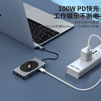 USB Type C HUB Multifunction Adapter 9 In One And With Memory Card Reader