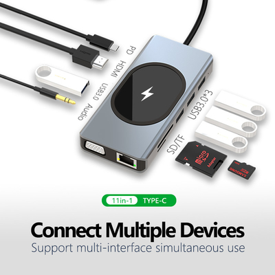Multi-Port Data Transfer Adapter Hub 11 in one Up To 5Gbps Transfer Speed Supports Many Ports