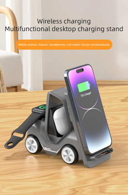 Gray Wireless Charging Station Car Shape Night Light 15w Output Voltage DC5V/1.2A