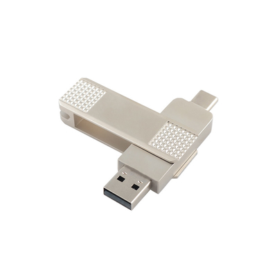 Silver Type C Metal USB Flash Drives Can 360 Degree Rotation With Password Protection