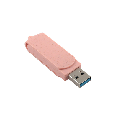 Type C USB Flash Drives Pink Plastis With Straw Recyclables Material And Custom Logo
