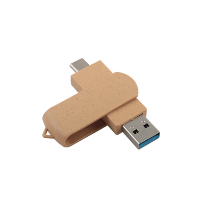 Customized Vibrant Beige USB With Laser Engraved Logo Recyclables Materials