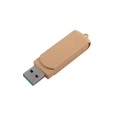 Customized Vibrant Beige USB With Laser Engraved Logo Recyclables Materials