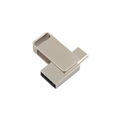 Waterproof Silver Metal USB Flash Drives with USB 2.0 And Type C Engraving and Print Logo