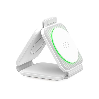 Foldable Three-In-One Magnetic Wireless Charger Abs Plastic for iPhone iWatch and More
