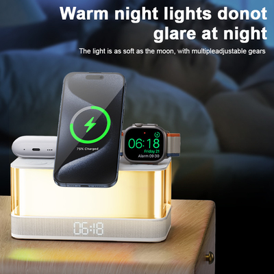 Colorful Lights Wireless Charger for iPhone iWatch and AirPods with Bluetooth Speaker