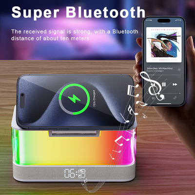 Qi-enabled Wireless Charger and Bluetooth Speaker with Colorful Lights Compatibility Qi-enabled Devices