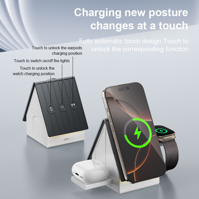 OEM Supported Multifunction Wireless Charger with ≥75% Charging Efficiency and White or Gray Options