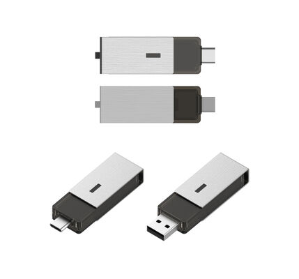 The USB Silver Clip Can Rotate 360 Degrees And The USB A And The TYPE C Both Can Be Extended Usb Flash Drive