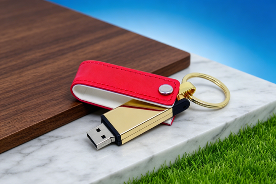 Mac OS Compatible Leather USB Flash Drive Black Stock Color Custom OEM Stylish Durable Design Perfect for Corporate Gifts